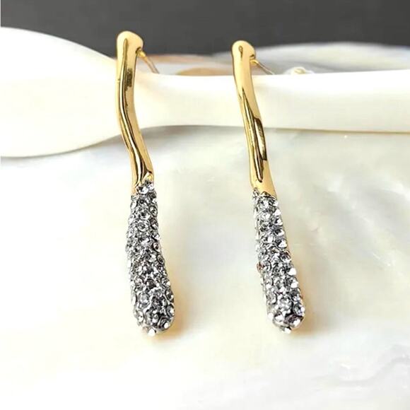 NEW Linear Crystal Earrings Pave Gold Jewelry Alexis Bittar Solanales STYLE N16 - Picture 1 of 3